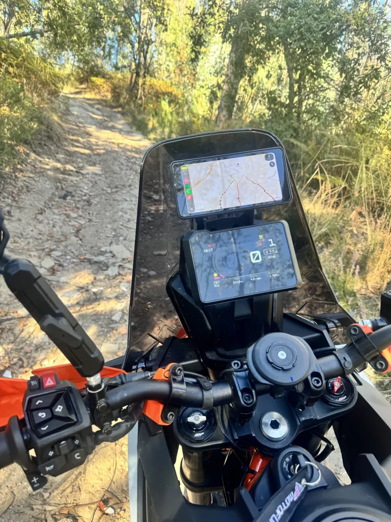 grandnavi M630 Pro mounted on a motorcycle using a Quad Lock adaptor