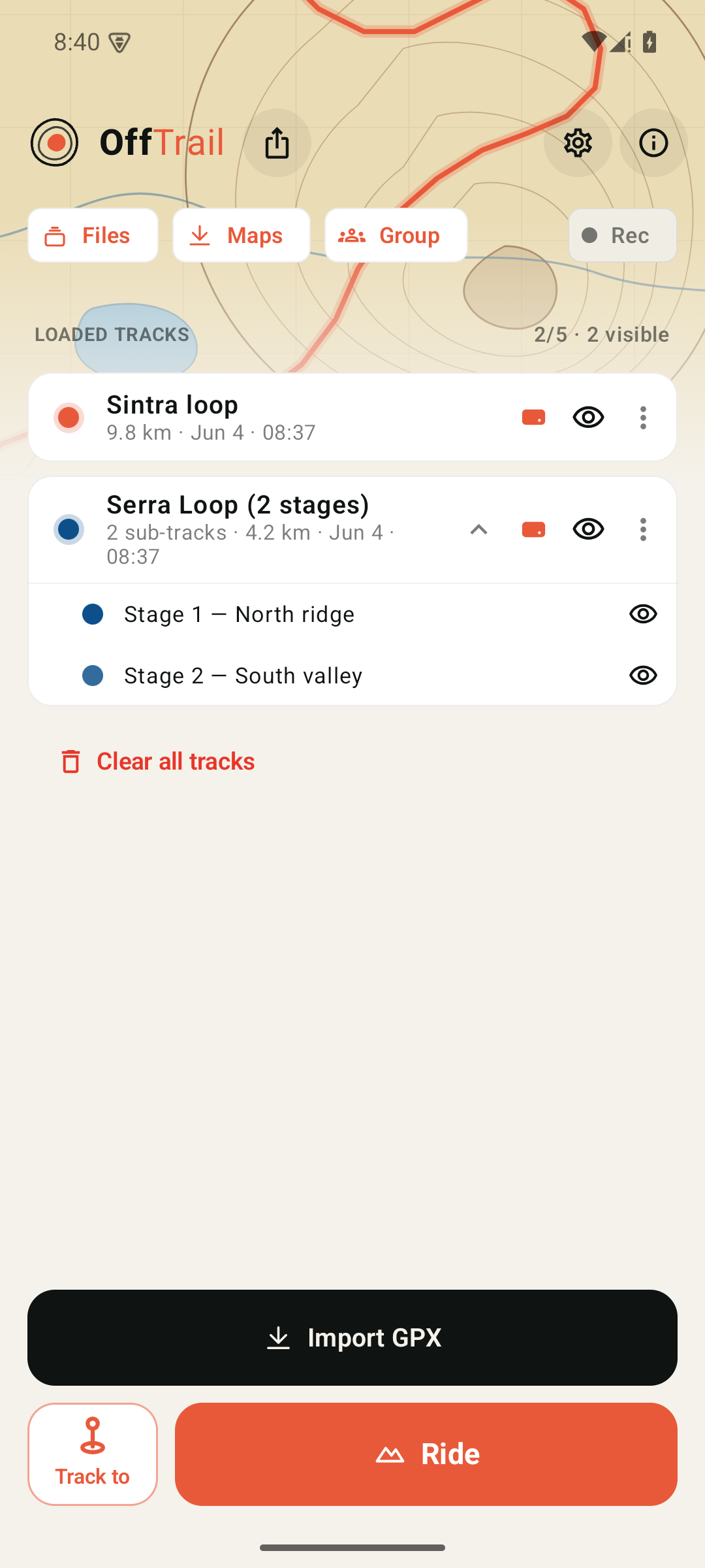 A multi-track group expanded into sub-tracks