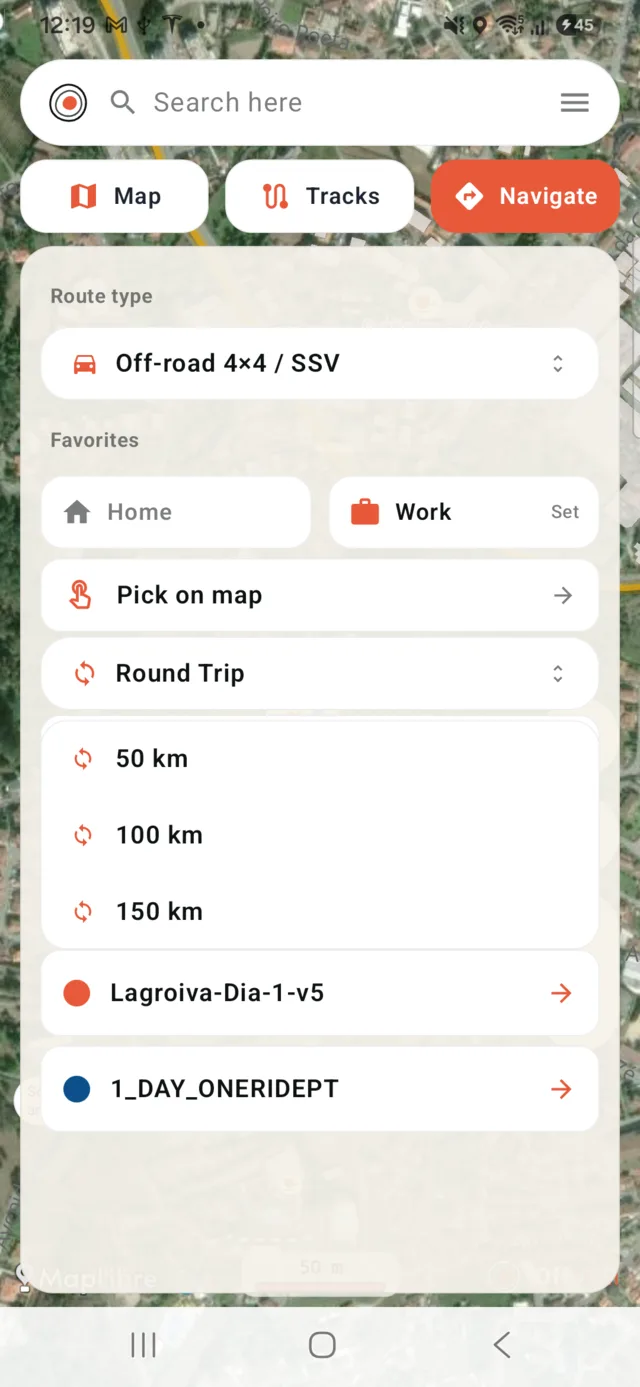 Round Trip distance choices